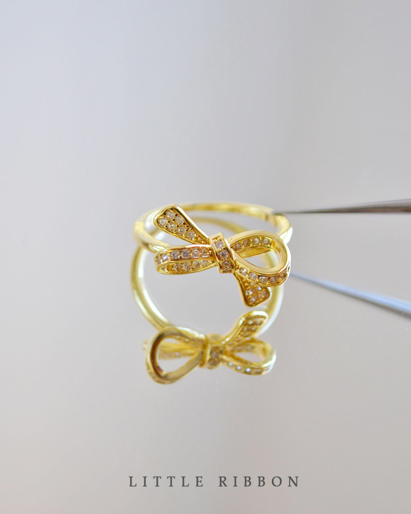 18K Gold Vermeil mirco pave bow ring 2