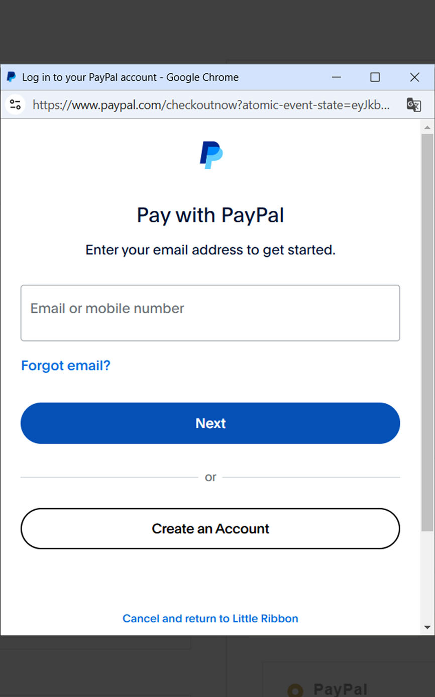 Payment & Shopping Guide Paypal button at Little RIbbon mobile