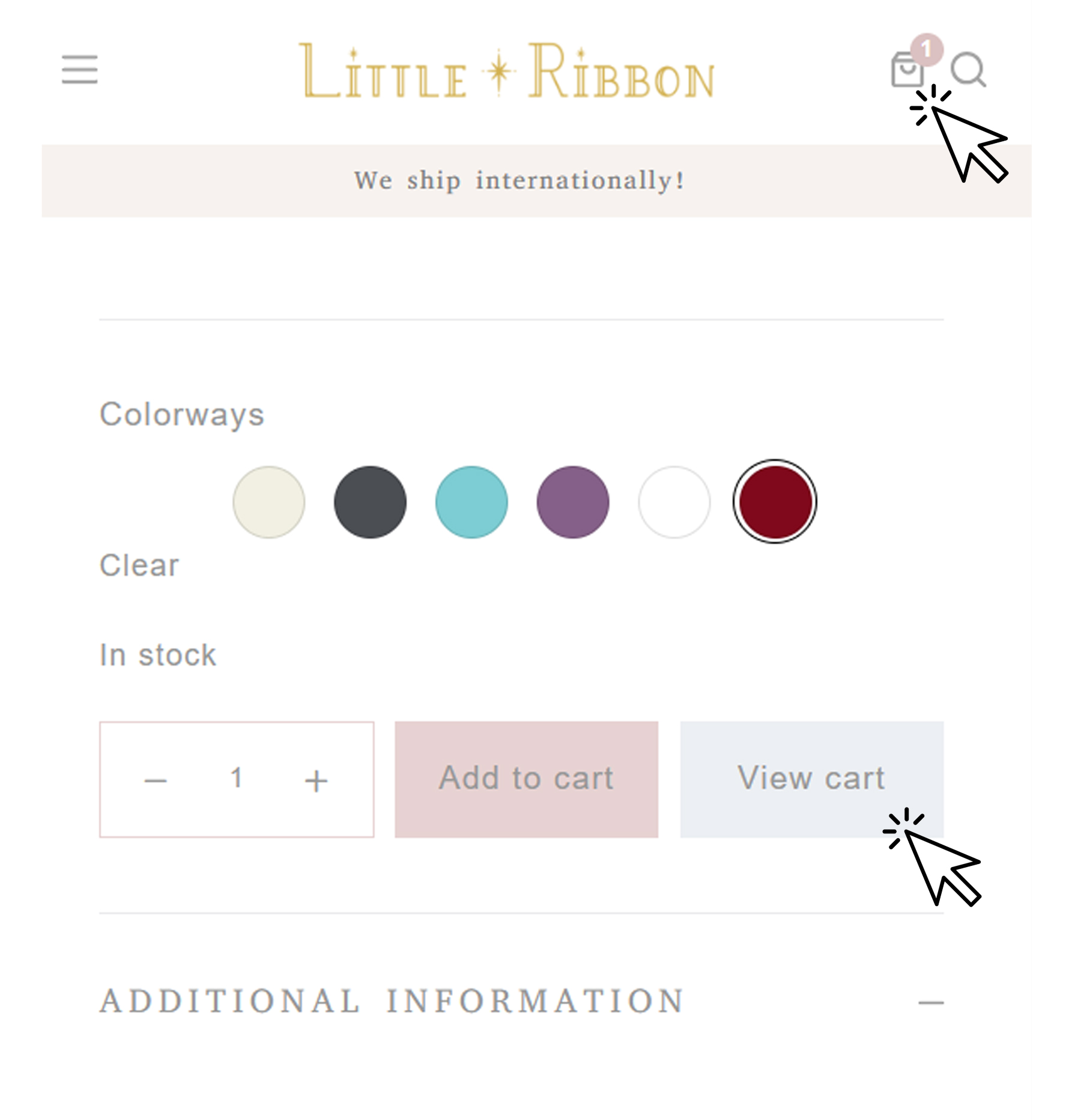 Payment & Shopping Guide View cart at Little Ribbon mobile