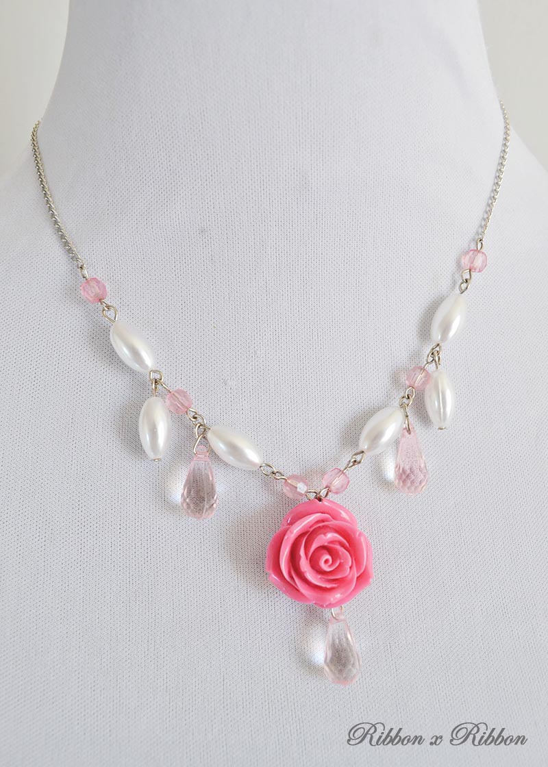 Sweet Lolita Necklace Bright Pink Color I