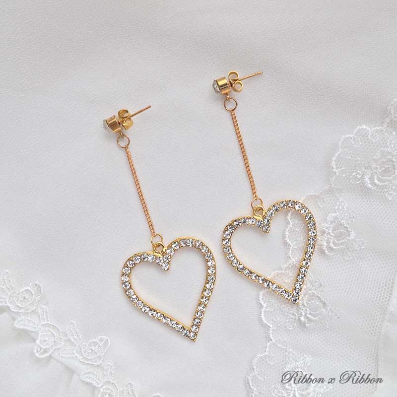 Heart Rhinestone Earrings - 2 colors