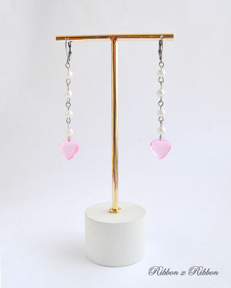 Lolita Handmade Pearl Heart Earrings