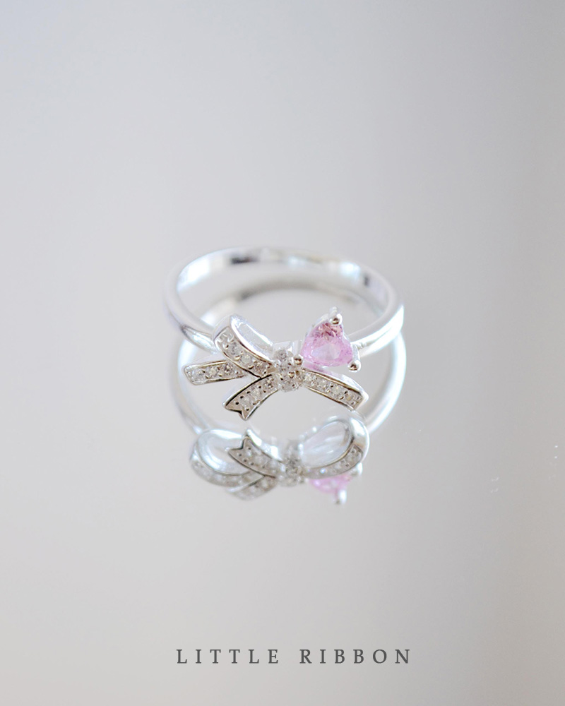 Sterling Silver micro pave bow heart ring 3